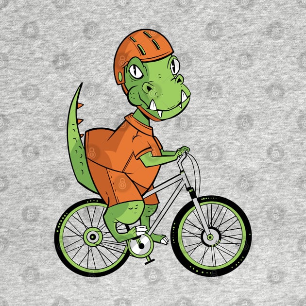 T-rex Dinosaur Riding a Bicycle by OnepixArt